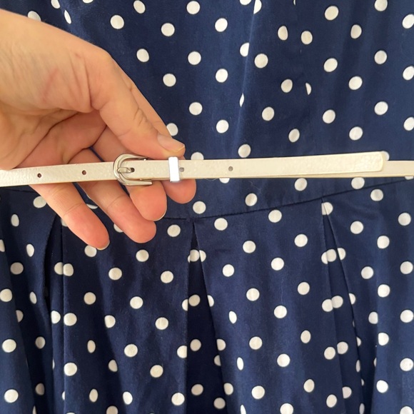 Liz Claiborne Navy and White Polka Dot Midi Dress - Picture 4 of 7